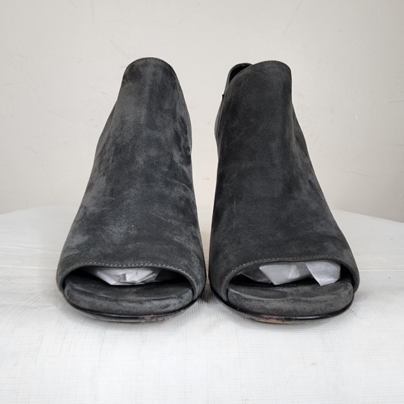 Authentic Prada Grey Suede Peep Toe Stiletto Heels size 38.5IT/8US - Picture 7 of 13